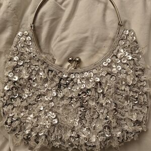 Elegant Silver Sequin Women's Bag
